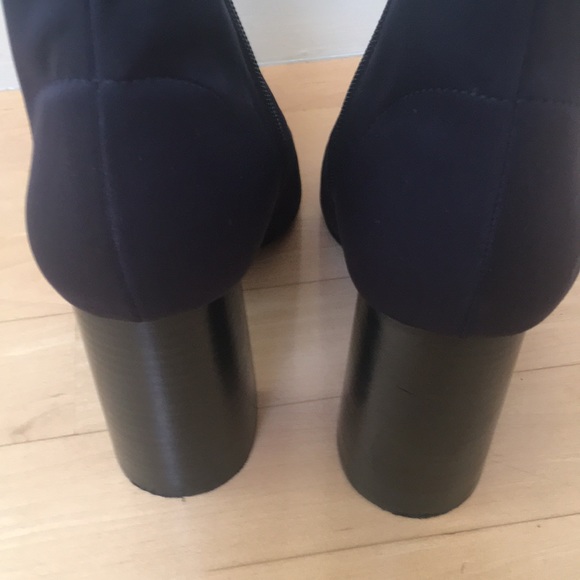 Jeffrey Campbell Dark Navy Pointed Toe Sock Ankle Boots - Picture 4 of 8